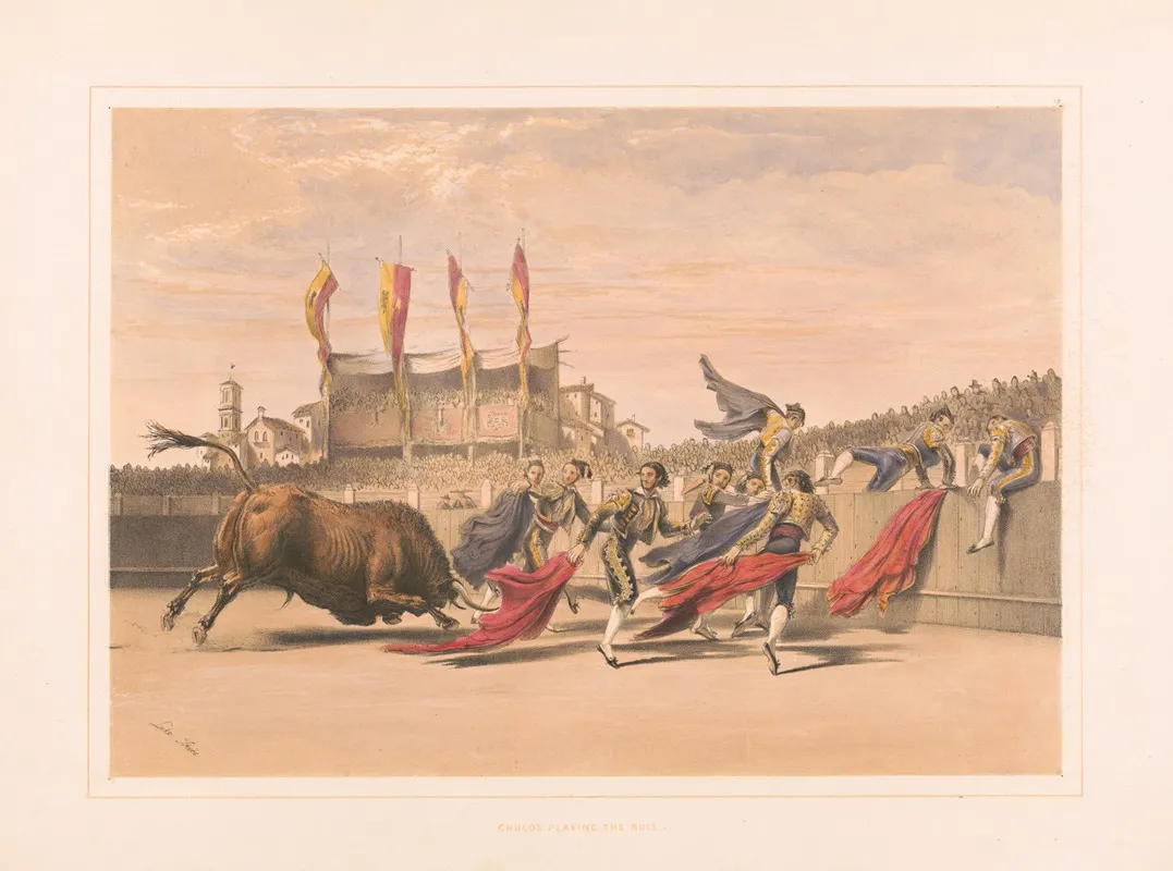 Chulos Playing The Bull Wall Art by William Henry Lake Price - High-Resolution Digital Print