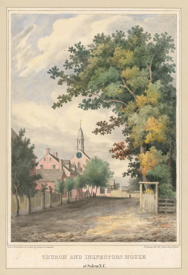 Church And Inspectors House At Salem N C Wall Art by Gustav Grunewald - High-Resolution Digital Print