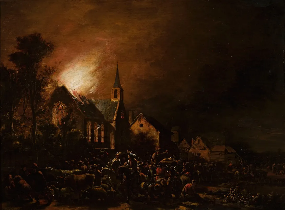 Church On Fire Wall Art by Egbert van der Poel - High-Resolution Digital Print