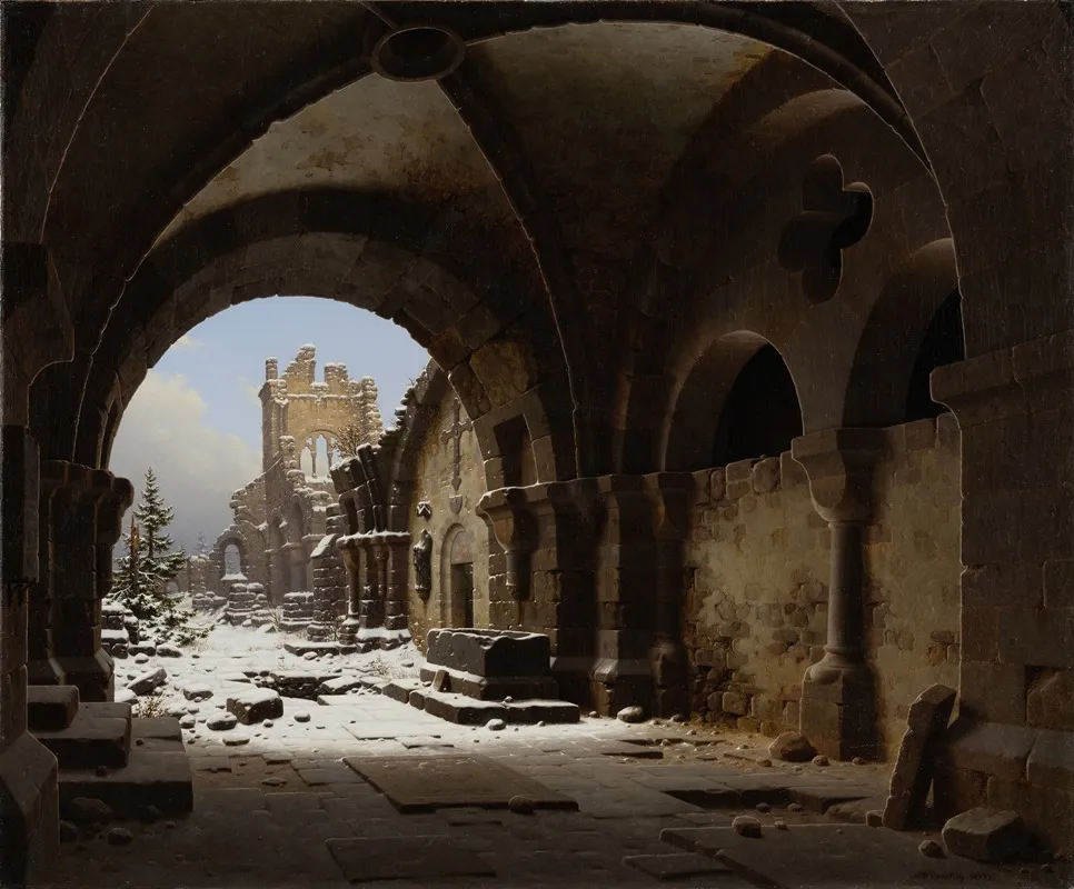 Church Ruin In Winter Wall Art by Carl Georg Adolph Hasenpflug - High-Resolution Digital Print