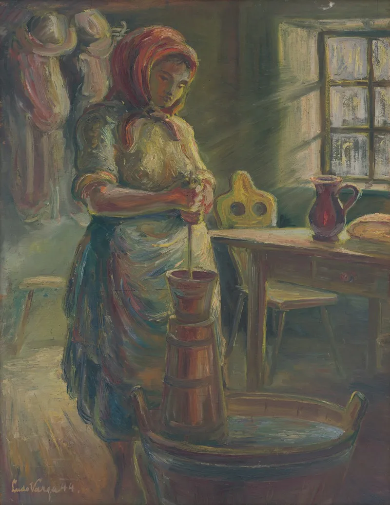 Churning Butter Wall Art by Ľudovít Varga - High-Resolution Digital Print