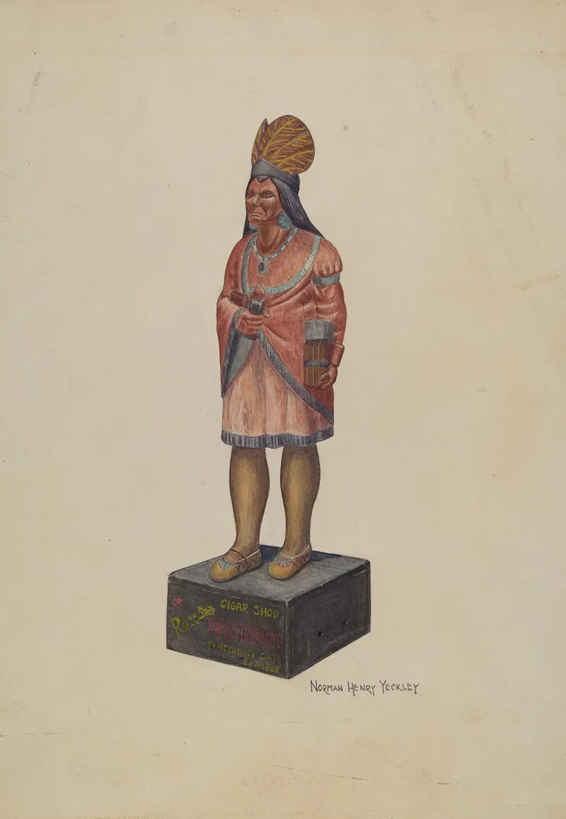 Cigar Store Indian 120 Wall Art by N.H. Yeckley - High-Resolution Digital Print