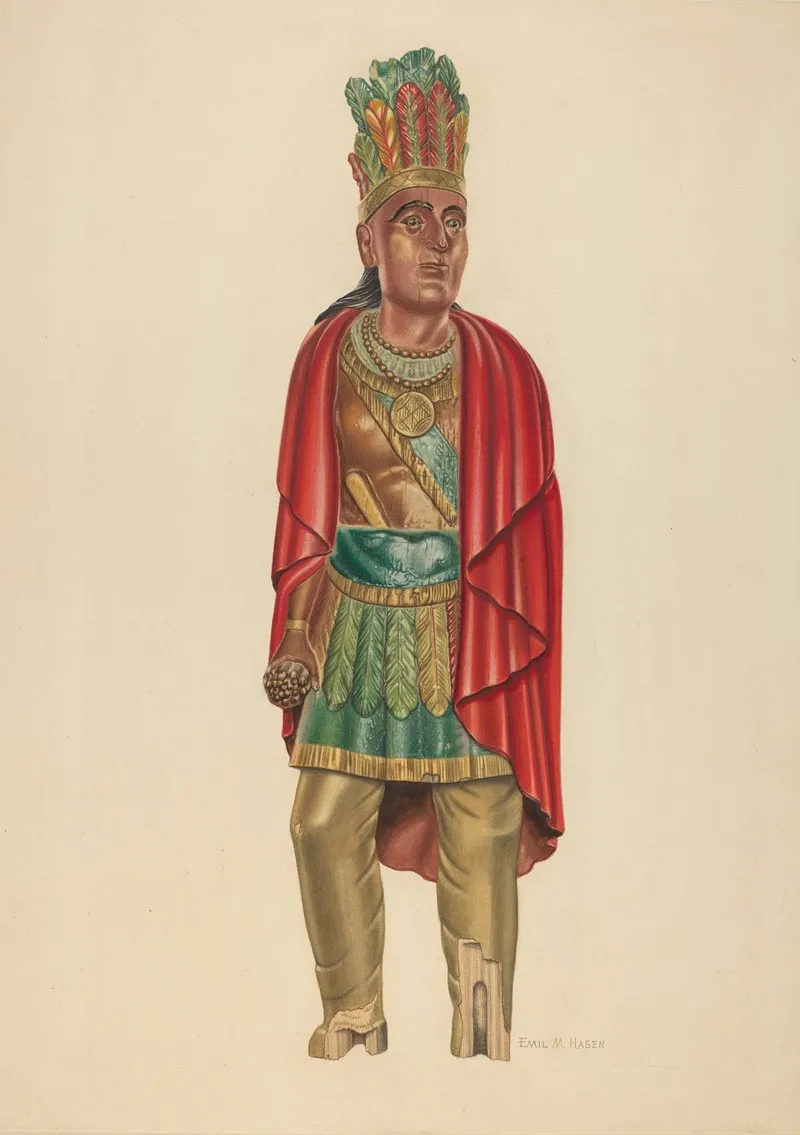 Cigar Store Indian 58 Wall Art by Emil Hagen - High-Resolution Digital Print