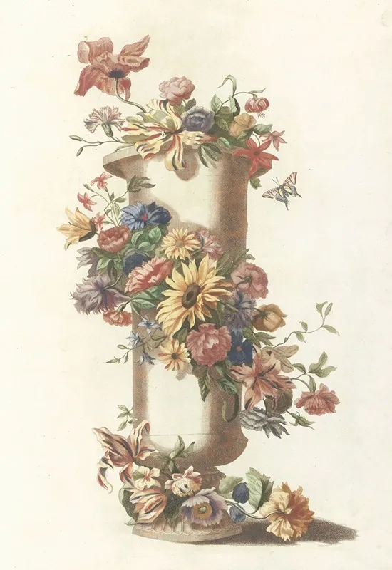 Cilindrische Vaas Met Bloemenkrans
