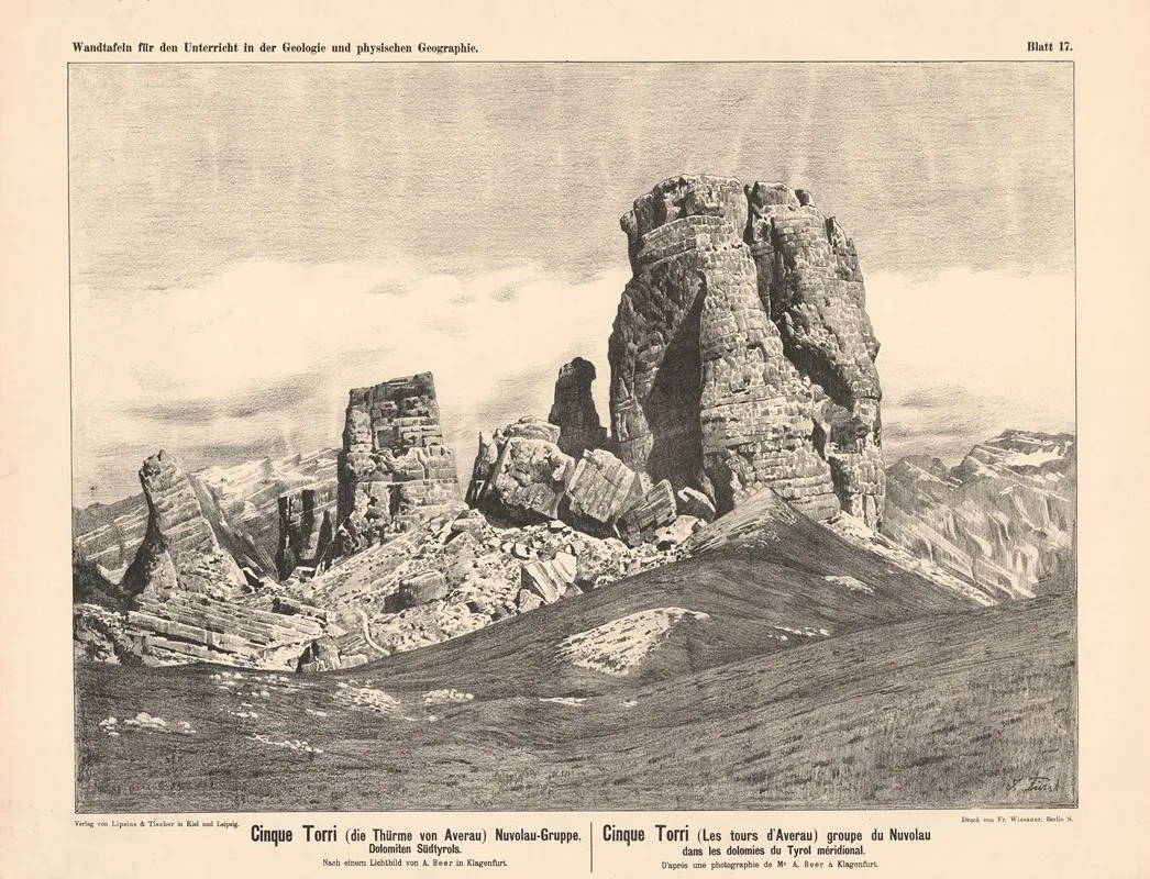 Cinque Torri Die Thurme Von Averau Nuvolau Gruppe Dolomiten Sudtyrols Wall Art by A. Beer - High-Resolution Digital Print