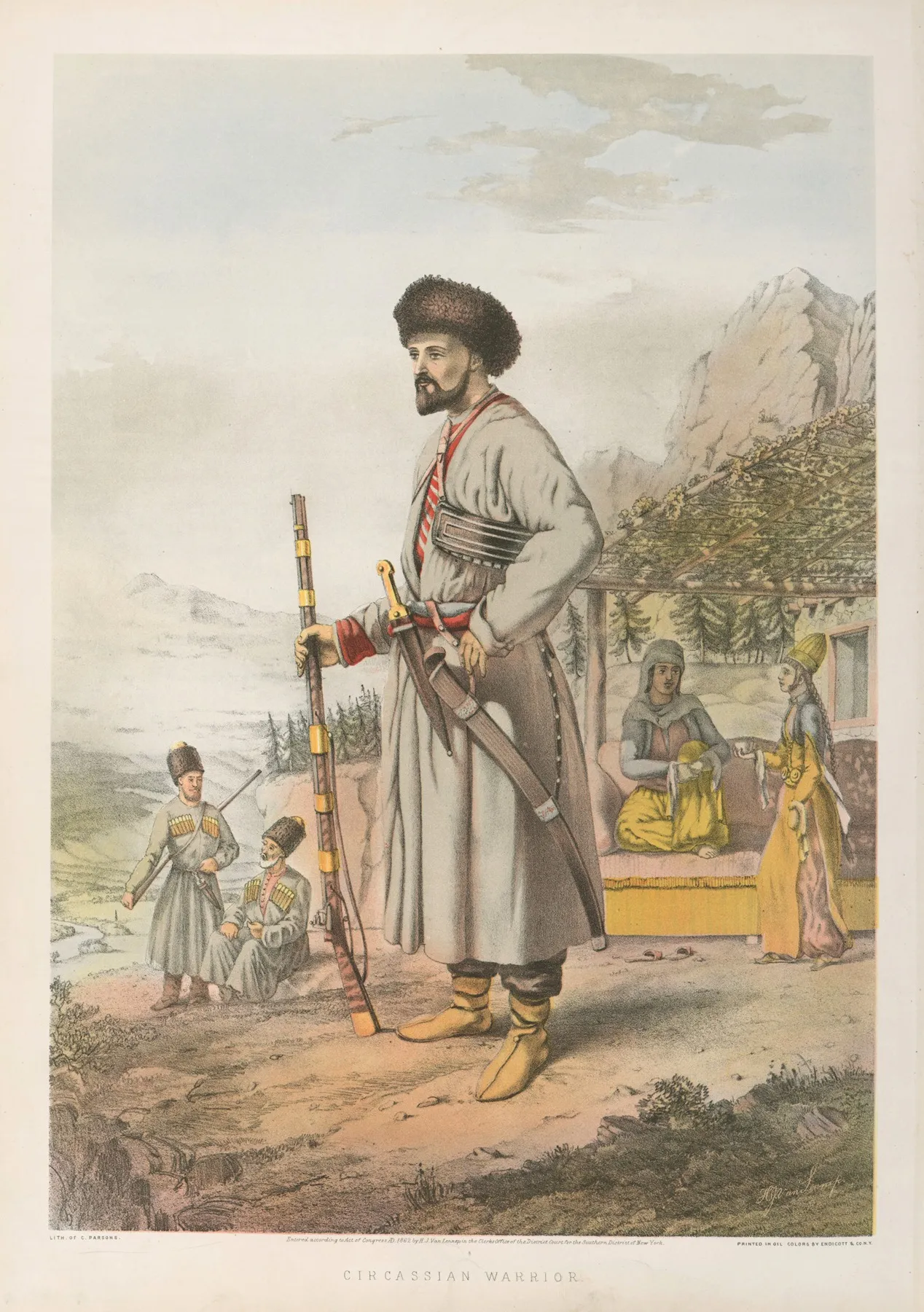 Circassian Warrior Wall Art by Henry John Van-Lennep - High-Resolution Digital Print