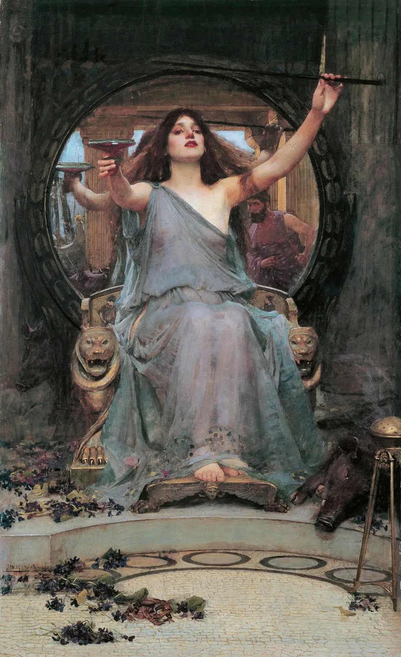 Circe Offering The Cup To Odysseus Wall Art by John William Waterhouse - High-Resolution Digital Print