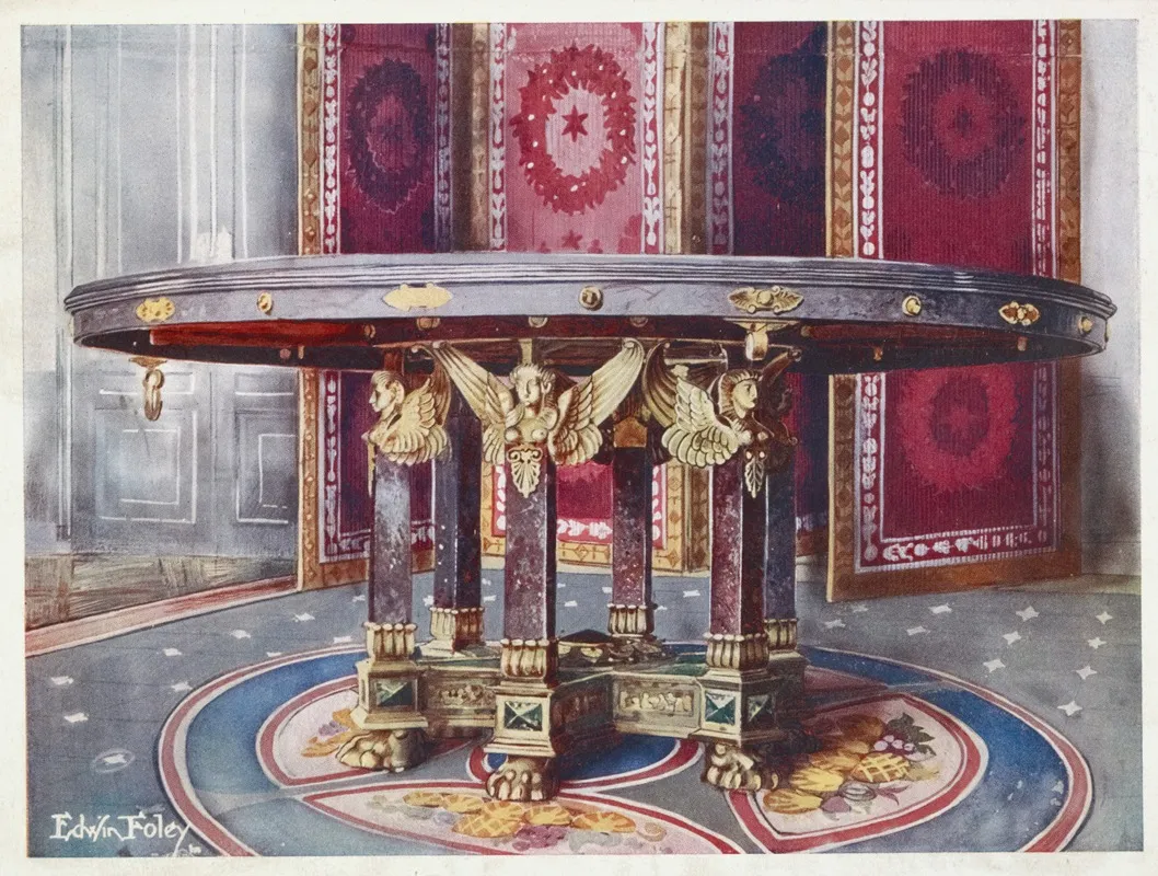 Circular Table Of Various Marbles With Chased Gilt Mounts Wall Art by Edwin Foley - High-Resolution Digital Print