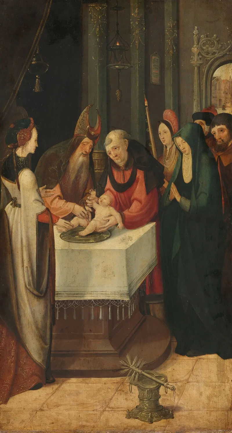 Circumcision Of Christ Left Wing Of An Altarpiece Wall Art by Pseudo Jan Wellens de Cock - High-Resolution Digital Print
