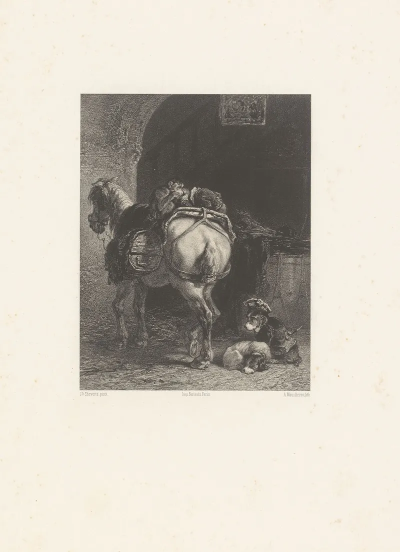 Circus Horse With Dogs And Monkeys