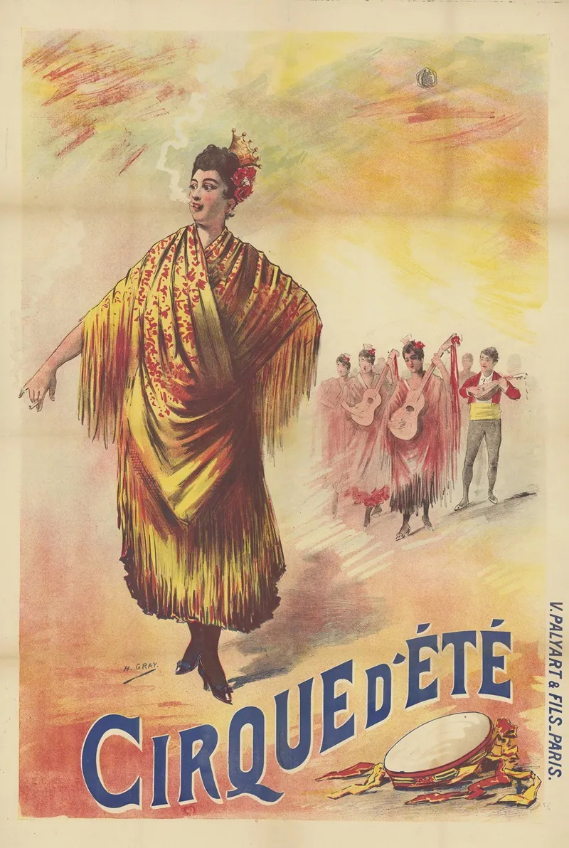 Cirque Dete Danseuse Espagnole Wall Art by Henri Boulanger Gray - High-Resolution Digital Print