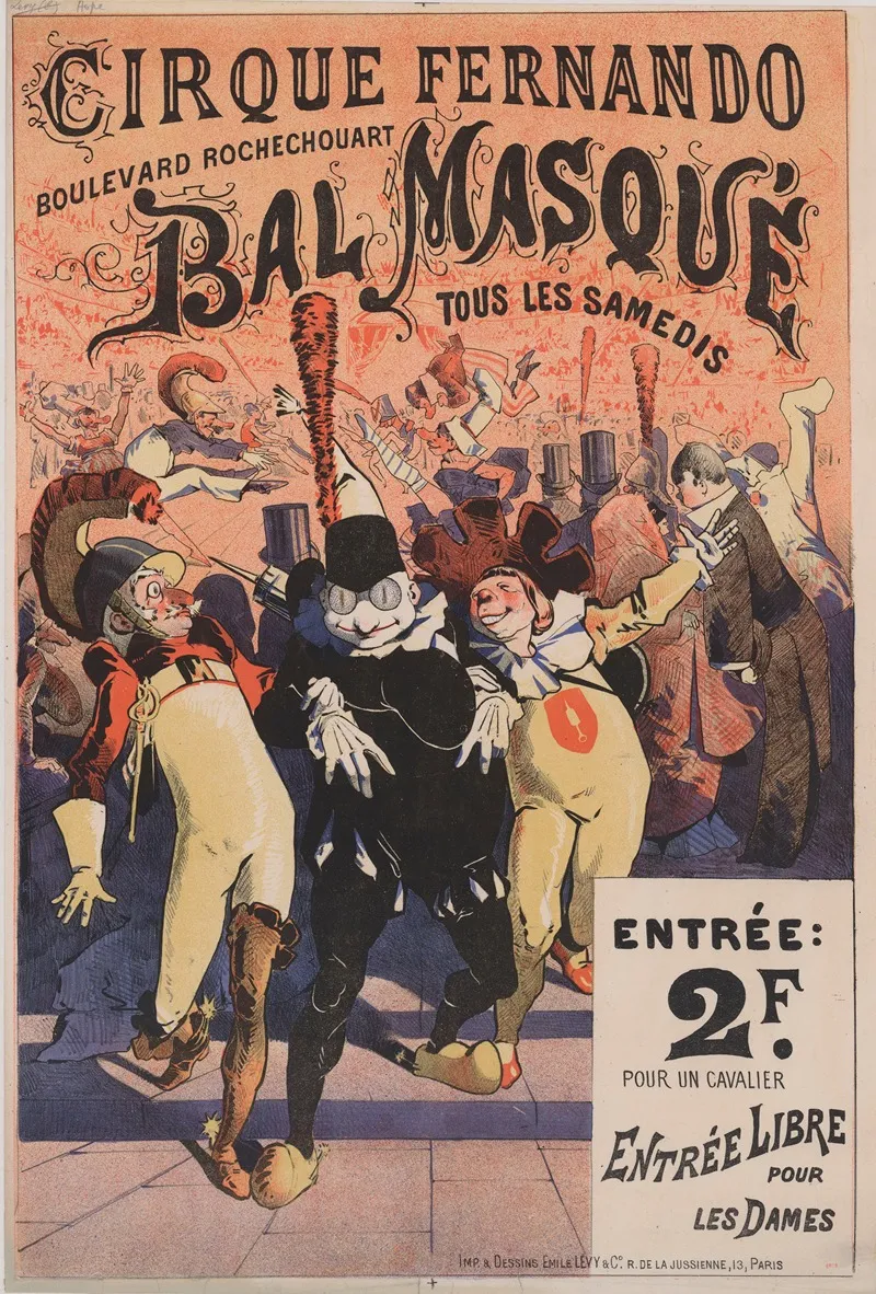 Cirque Fernando Bal Masque Tous Les Samedis Wall Art by Imp. Emile Lévy - High-Resolution Digital Print