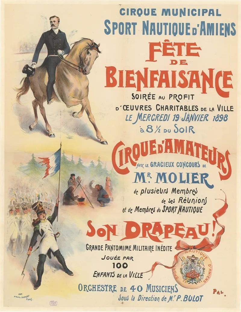 Cirque Municipal Sport Nautique Damiens Fete De Bienfaisance Le Mercredi 19 Janvier 1898 Wall Art by Pal (Jean de Paleologue) - High-Resolution Digital Print