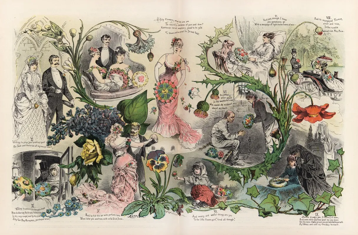 City Flowers Wall Art by Joseph Ferdinand Keppler - High-Resolution Digital Print
