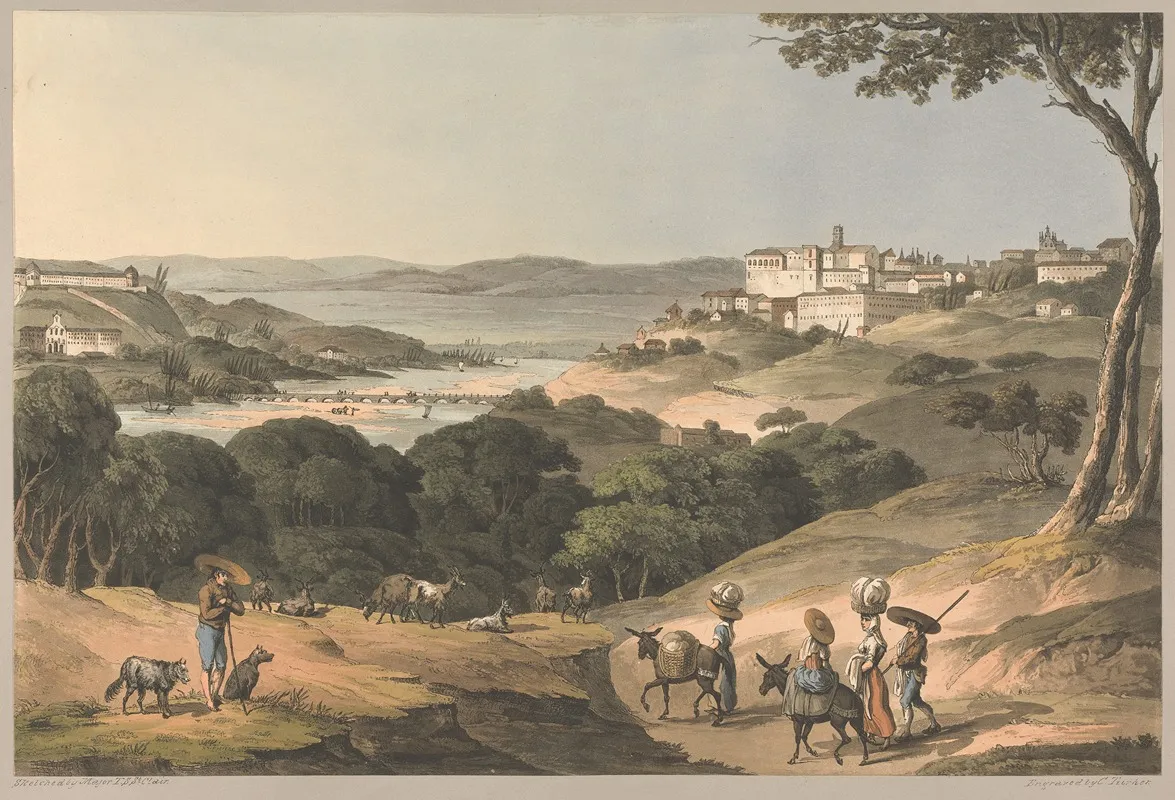 City Of Coimbra On The Mondego In 1810 Wall Art by Charles Turner - High-Resolution Digital Print