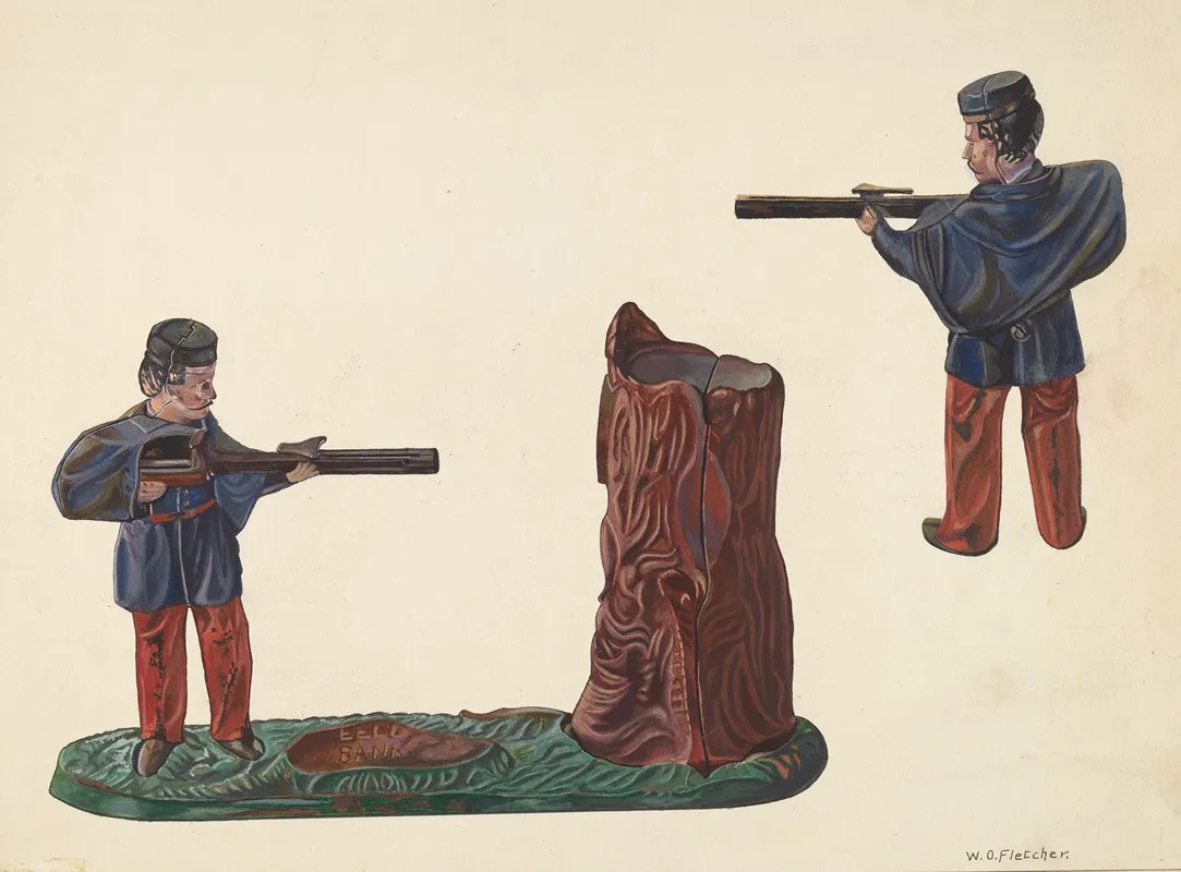 Civil War Soldier Tree Trunk Bank