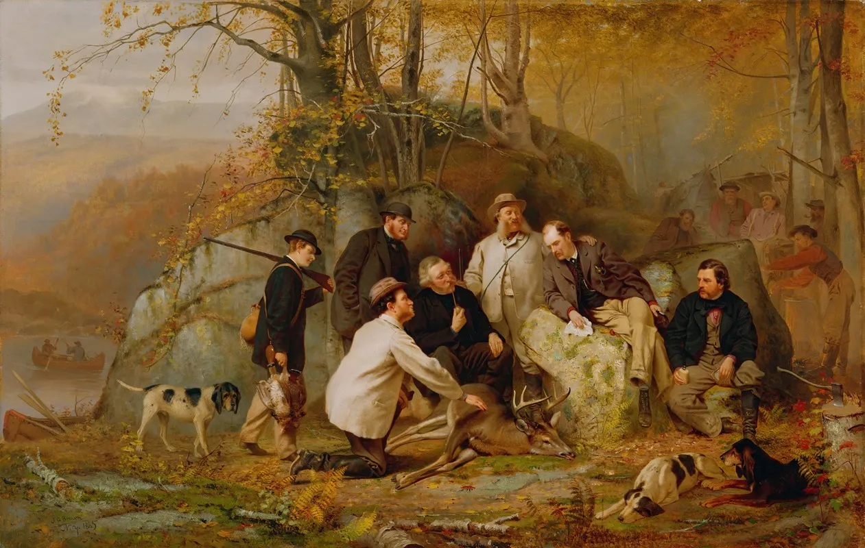Claiming The Shot A Group Of Portraits After The Hunt In The Adirondacks Wall Art by John George Brown - High-Resolution Digital Print