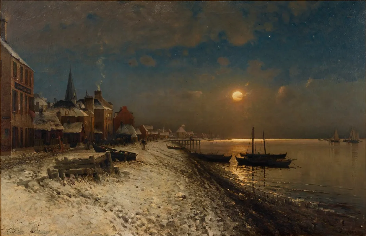 Clair De Lune Port Enneige Wall Art by Carl Frithjof Smith - High-Resolution Digital Print