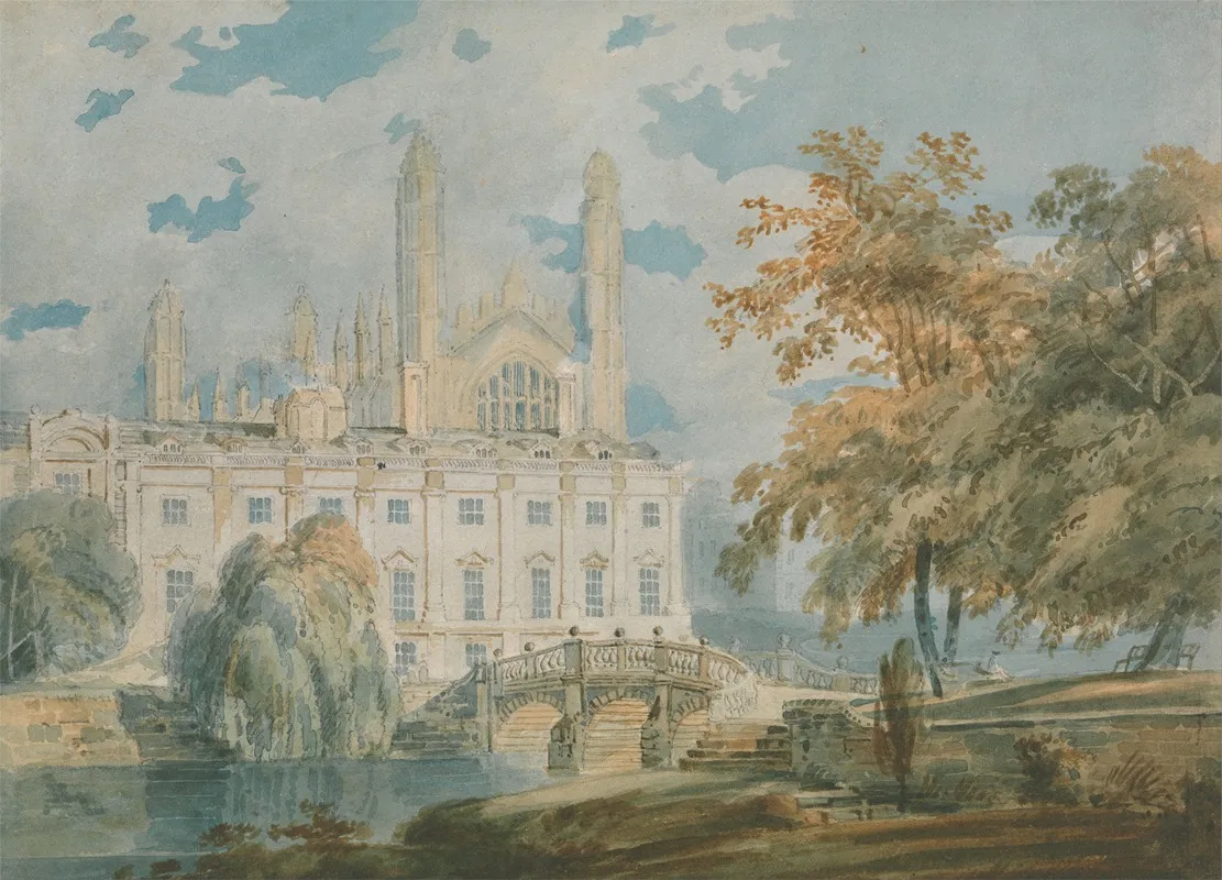 Clare Hall And Kings College Chapel Cambridge From The Banks Of The River Cam Wall Art by Joseph Mallord William Turner - High-Resolution Digital Print