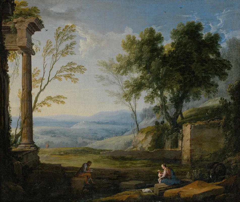 Classical Landscape With Ancient Ruins Figures In The Foreground Wall Art by Pierre Patel the elder - High-Resolution Digital Print