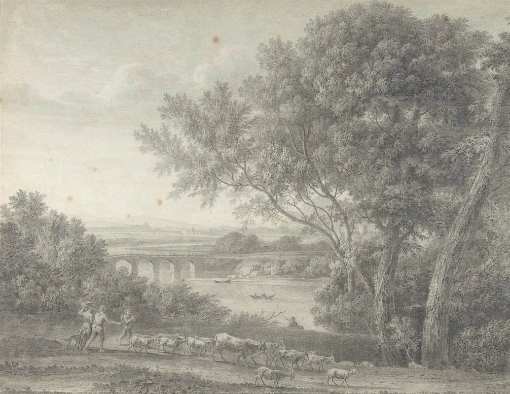 Classical Landscape With Herdsmen In The Foreground Wall Art by Giovanni Battista Lusieri - High-Resolution Digital Print
