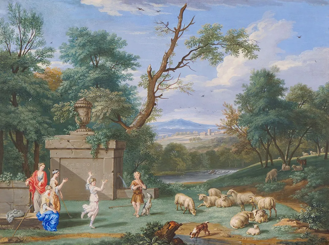 Classical Landscape With Shepherds And Shepherdess Wall Art by Bernard Lens III - High-Resolution Digital Print