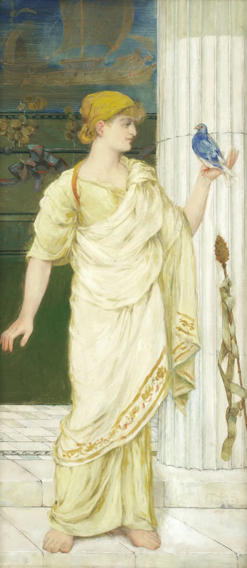Classical Maiden Holding A Bird Wall Art by Thomas Ralph Spence - High-Resolution Digital Print