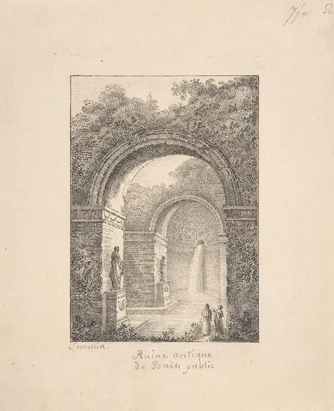 Classical Ruins A Public Bath Wall Art by Joseph Rose Lemercier - High-Resolution Digital Print
