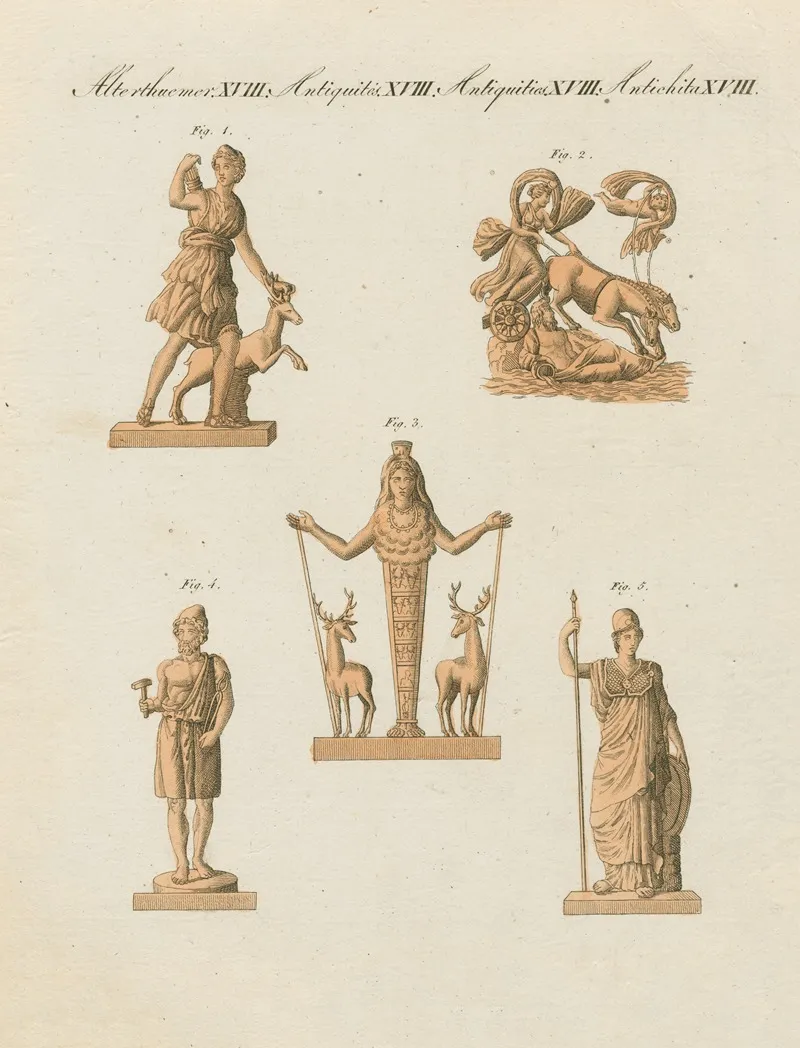 Classical Sculpture Depicting Diana Vulcan And Minerva