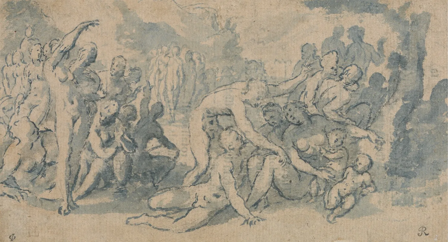 Classical Study With Numerous Nude Figures