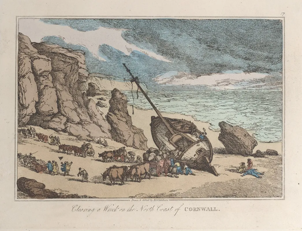 Clearing A Wreck On The North Coast Of Cornwall Wall Art by Thomas Rowlandson - High-Resolution Digital Print