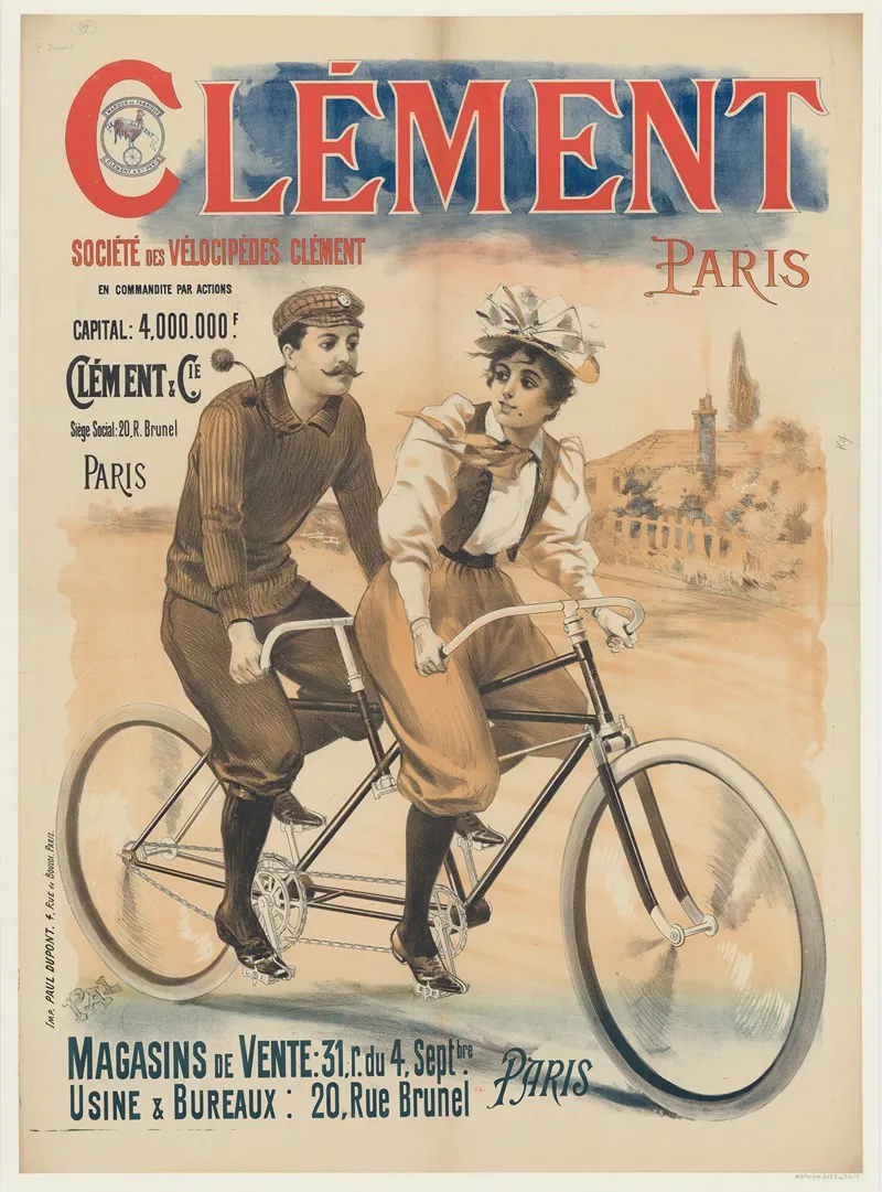 Clement Paris Societe Des Velocipedes Clement Wall Art by Pal (Jean de Paleologue) - High-Resolution Digital Print