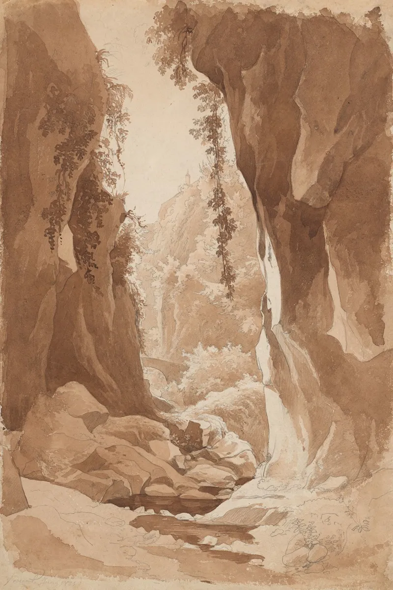 Cliffs Overhanging A River Gorge Near Sorrento Recto Wall Art by Johann Joachim Faber - High-Resolution Digital Print