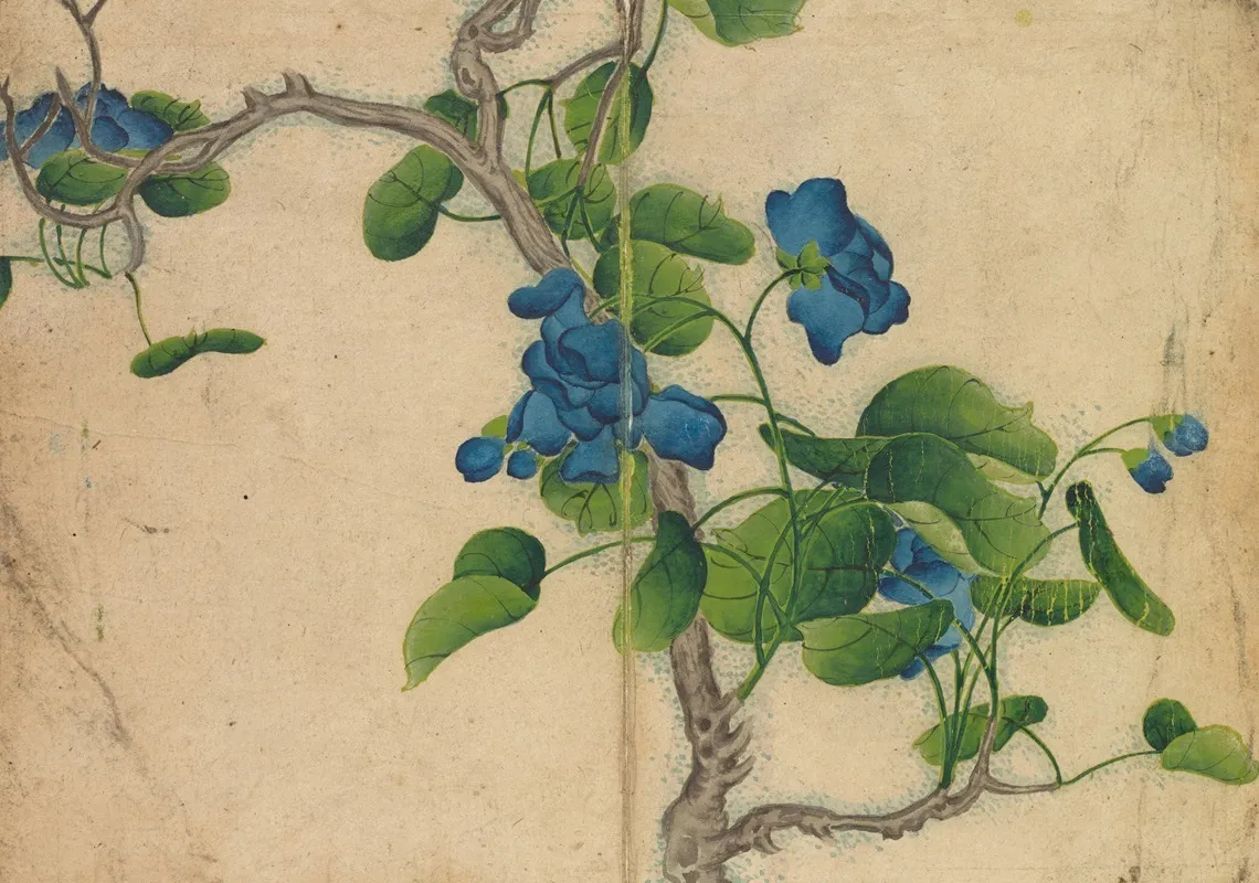 Climbing Blue Flowers Wall Art by Zhang Ruoai - High-Resolution Digital Print