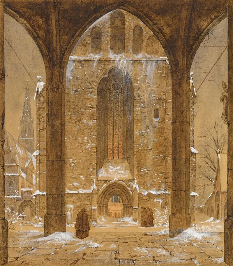 Cloister In Winter 2 Wall Art by Ernst Ferdinand Oehme - High-Resolution Digital Print