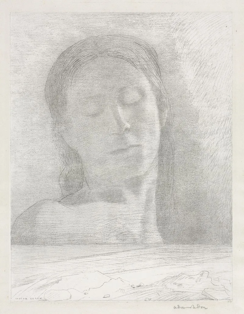 Closed Eyes 3 Wall Art by Odilon Redon - Canvas Print
