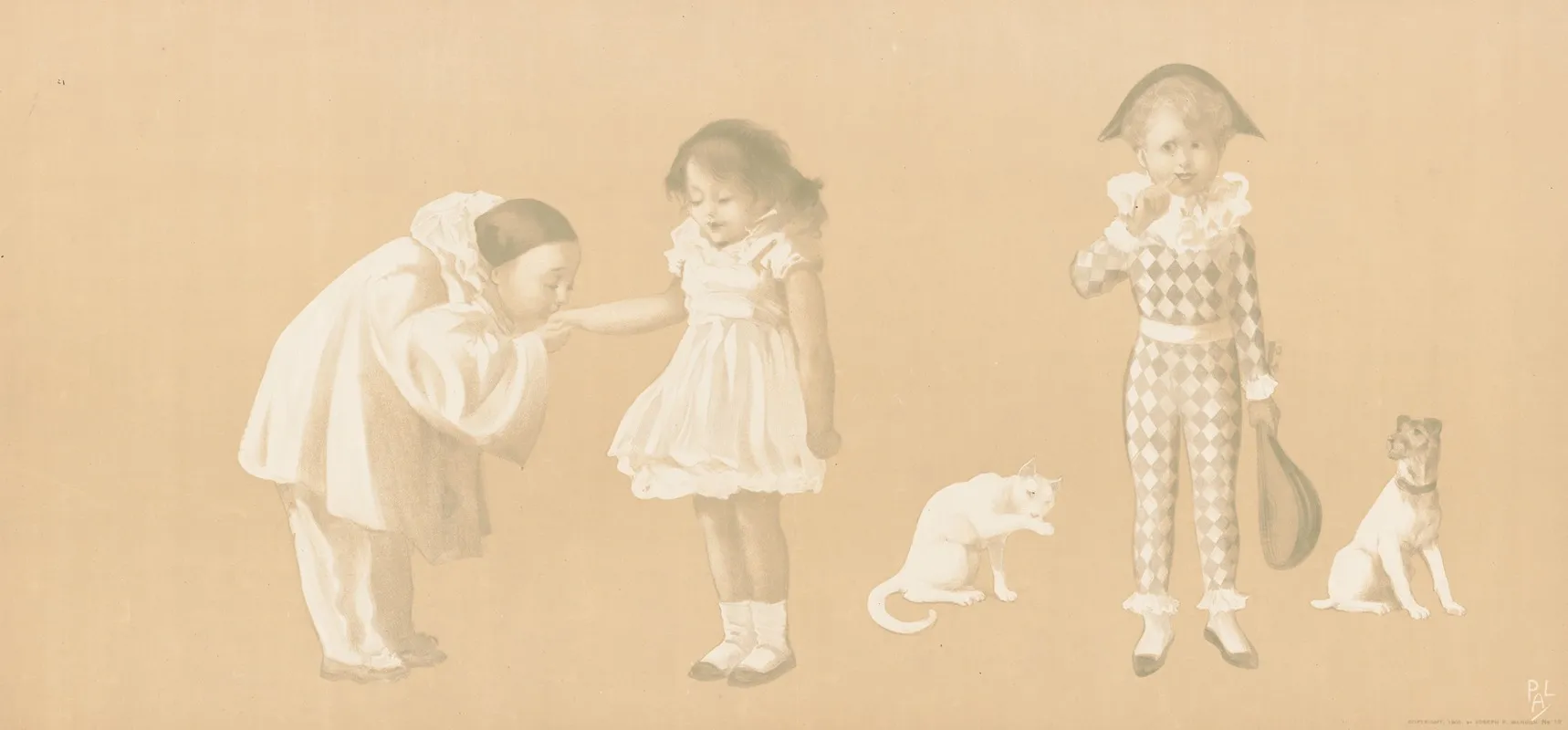 Clown Kissing Girls Hand Wall Art by Pal (Jean de Paleologue) - High-Resolution Digital Print