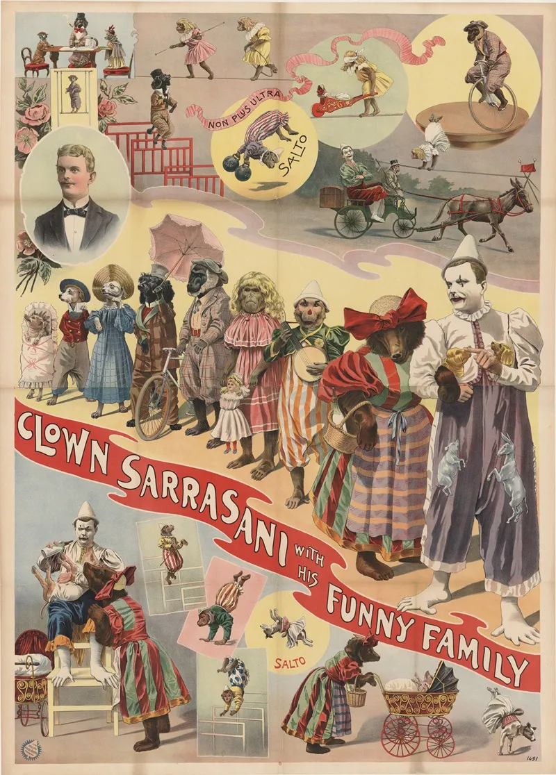 Clown Sarrasani With His Funny Family Wall Art by Adolf Friedländer Lith. - High-Resolution Digital Print