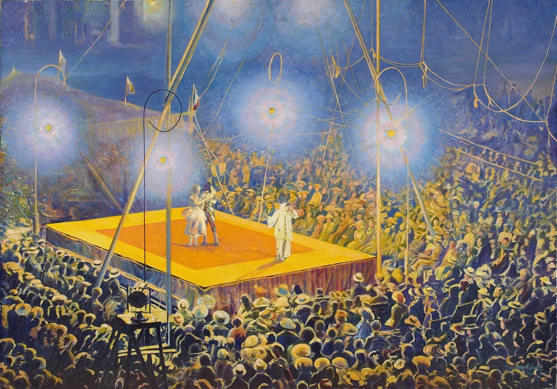 Clowns In The Arena Of The Circus Italian Comedy Wall Art by Leon Kamir-Kaufmann - High-Resolution Digital Print