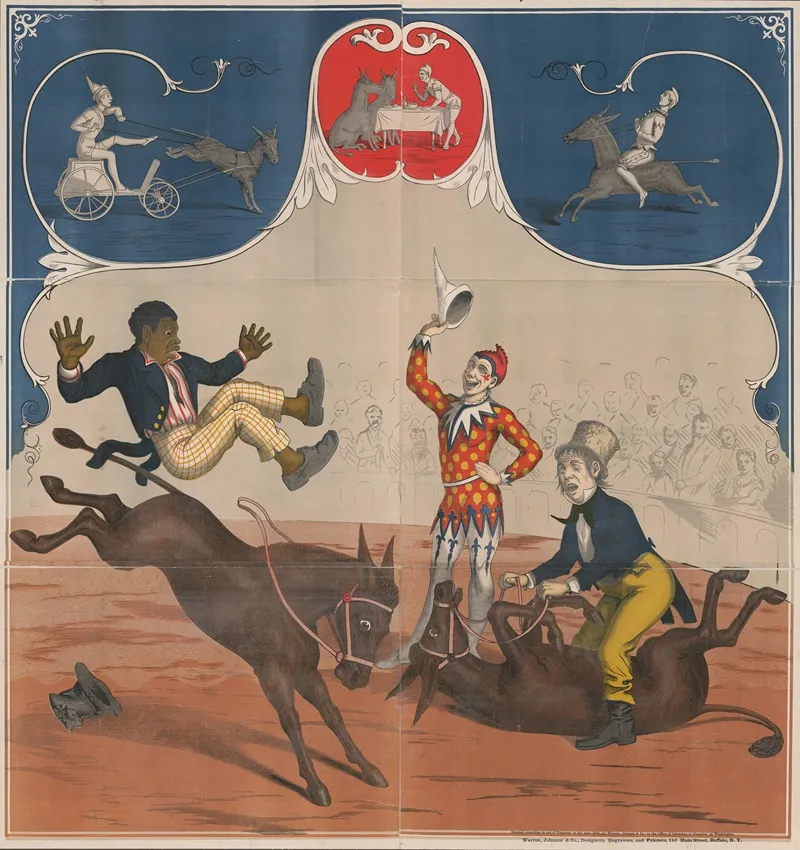 Clowns With Mules Wall Art by Warren, Johnson & Co. - High-Resolution Digital Print
