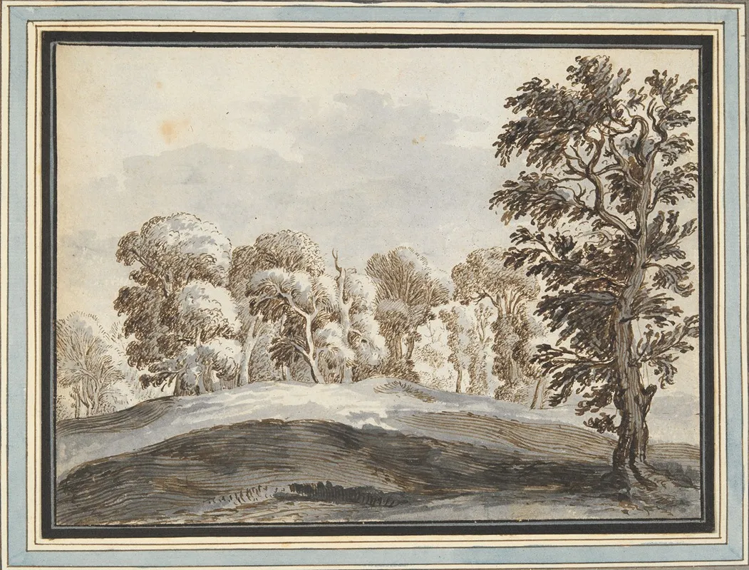 Clump Of Trees Beyond Hills Wall Art by Circle of Gillis Neyts - High-Resolution Digital Print
