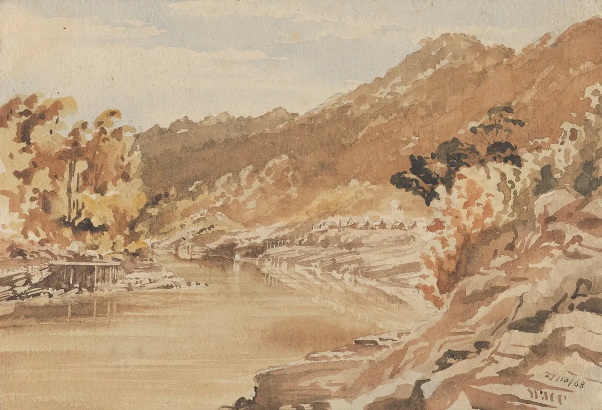 Coal Mine And Brunnerton River Grey Wall Art by William Marshall Cooper - High-Resolution Digital Print