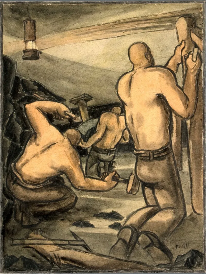 Coal Miners At Work Cutting Coal And Propping 3 Wall Art by George Bissill - High-Resolution Digital Print