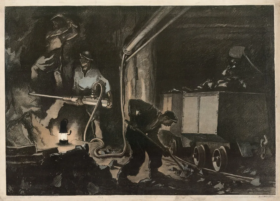 Coal Mining In A Mine Shaft Wall Art by Josef Danilowatz - High-Resolution Digital Print
