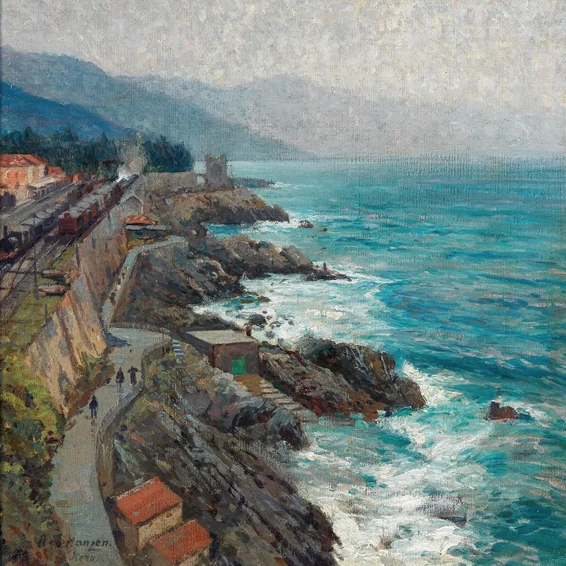 Coast At Nervi Wall Art by Alexei Vasilievich Hanzen - High-Resolution Digital Print