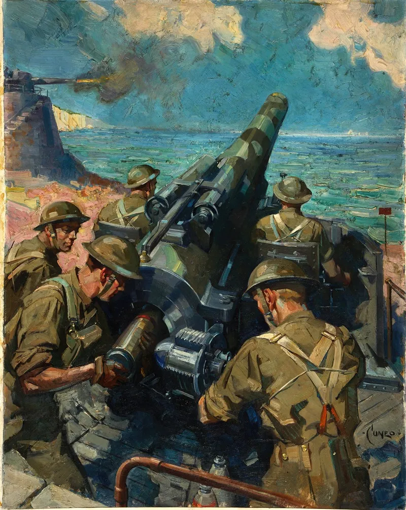 Coastal Battery Scene Wall Art by Terence Cuneo - High-Resolution Digital Print