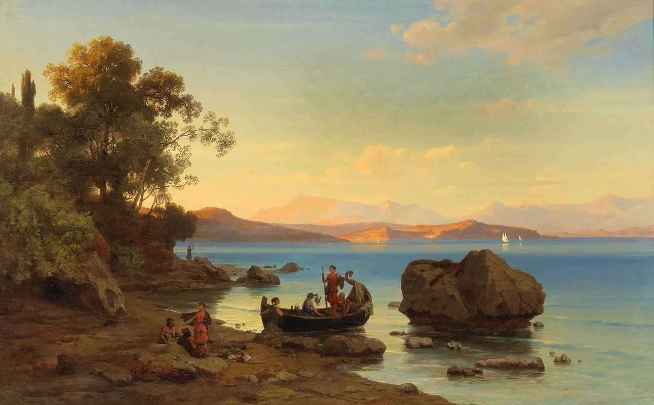 Coastal Landscape With Amazons Wall Art by Max Schmidt - High-Resolution Digital Print
