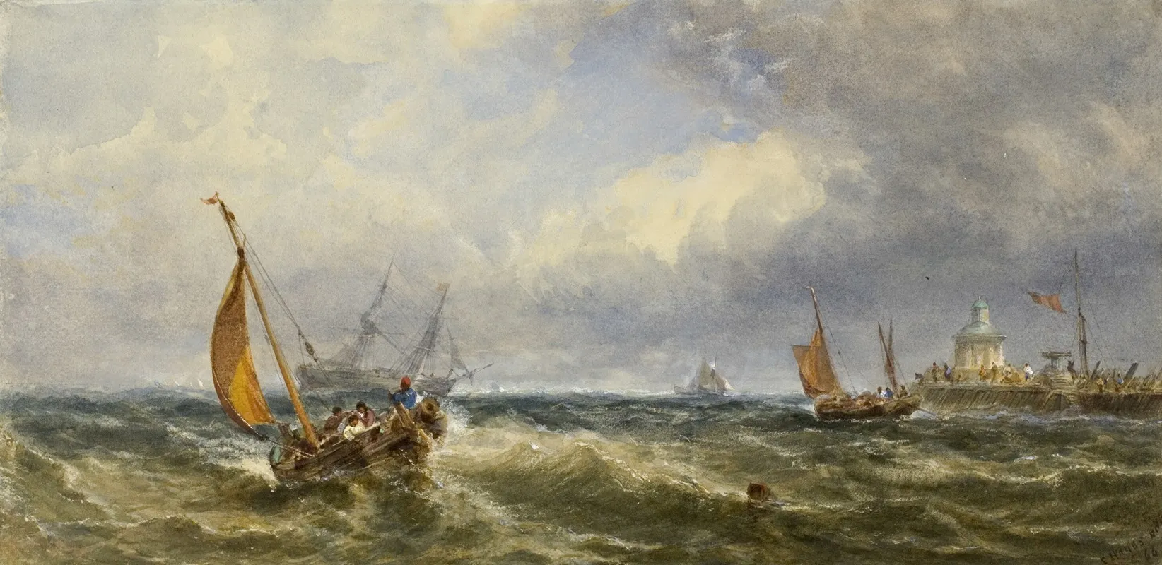 Coastal View With Shipping Wall Art by Edwin Hayes - High-Resolution Digital Print
