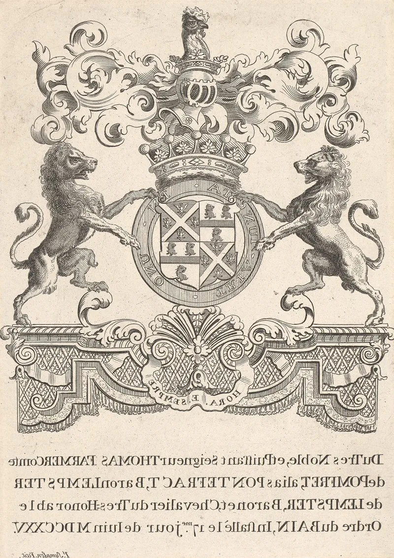 Coat Of Arms Of Thomas Farmer Duke Of Pomfret Alais Pontefract Baron Lempster Of Lempster Wall Art by Joseph Sympson - High-Resolution Digital Print