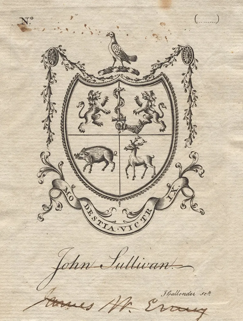 Coat Of Arms With John Sullivan Inscribed Below Wall Art by Joseph Callender - High-Resolution Digital Print
